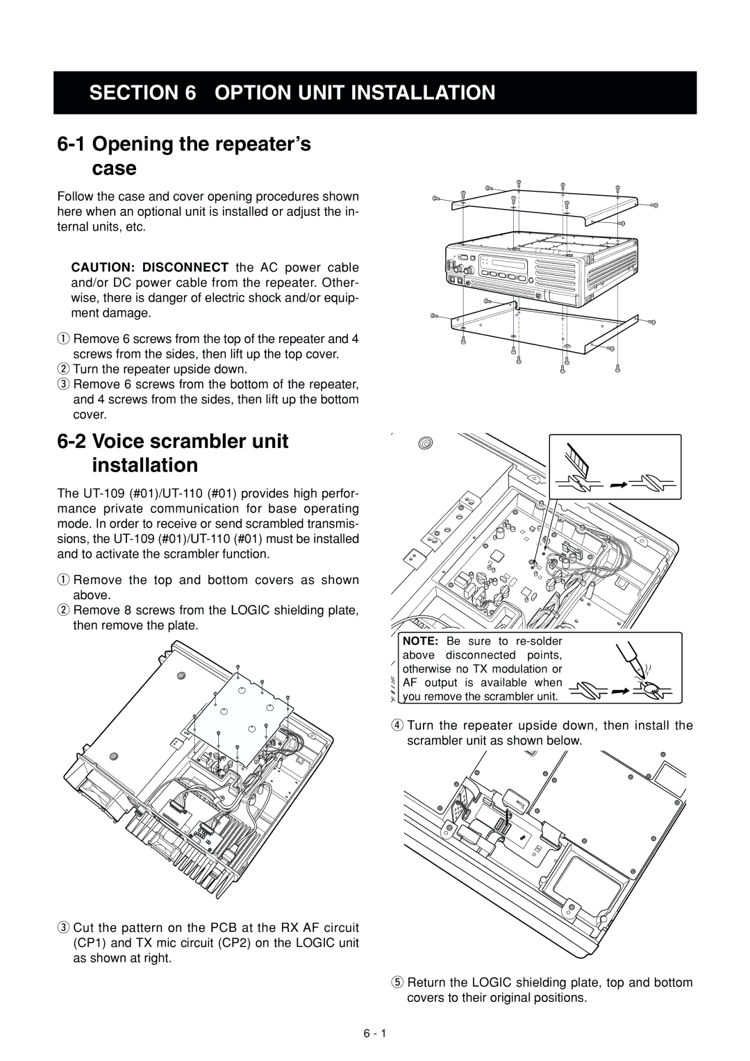 Icom IC-FR3000 manual Option Unit Installation 