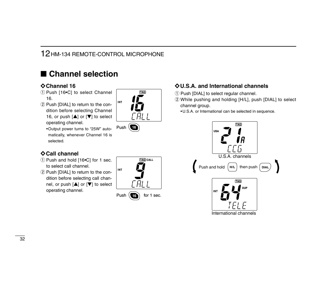 Icom IC-M503 instruction manual Call channel, S.A. and International channels, A. channels 