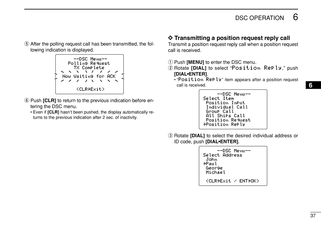 Icom IC-M504 instruction manual Transmitting a position request reply call 