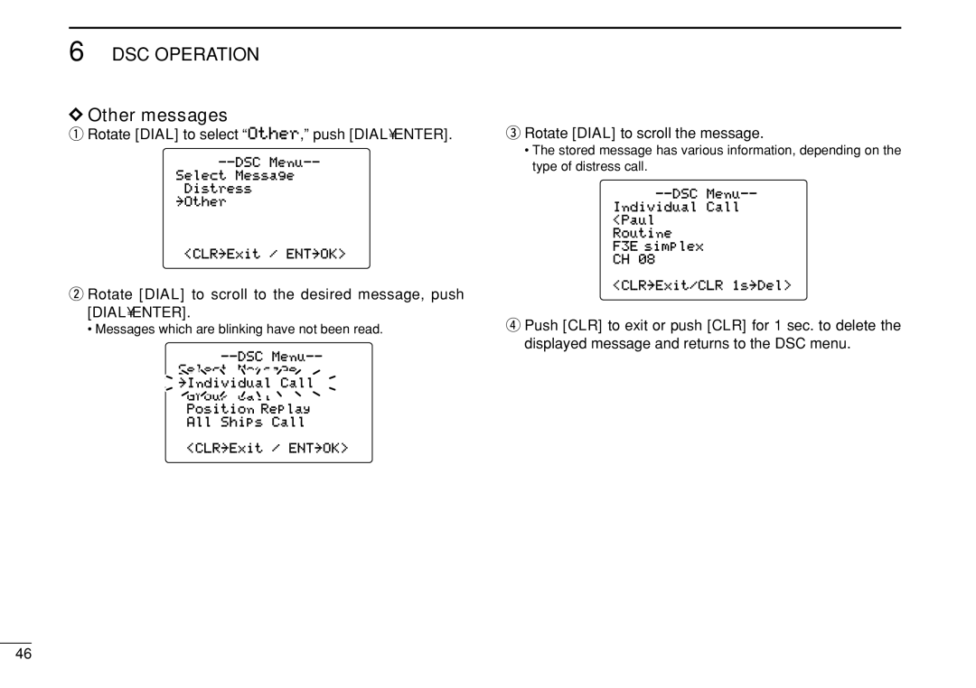 Icom IC-M504 instruction manual Other messages, Rotate Dial to select Other, push Dialenter 