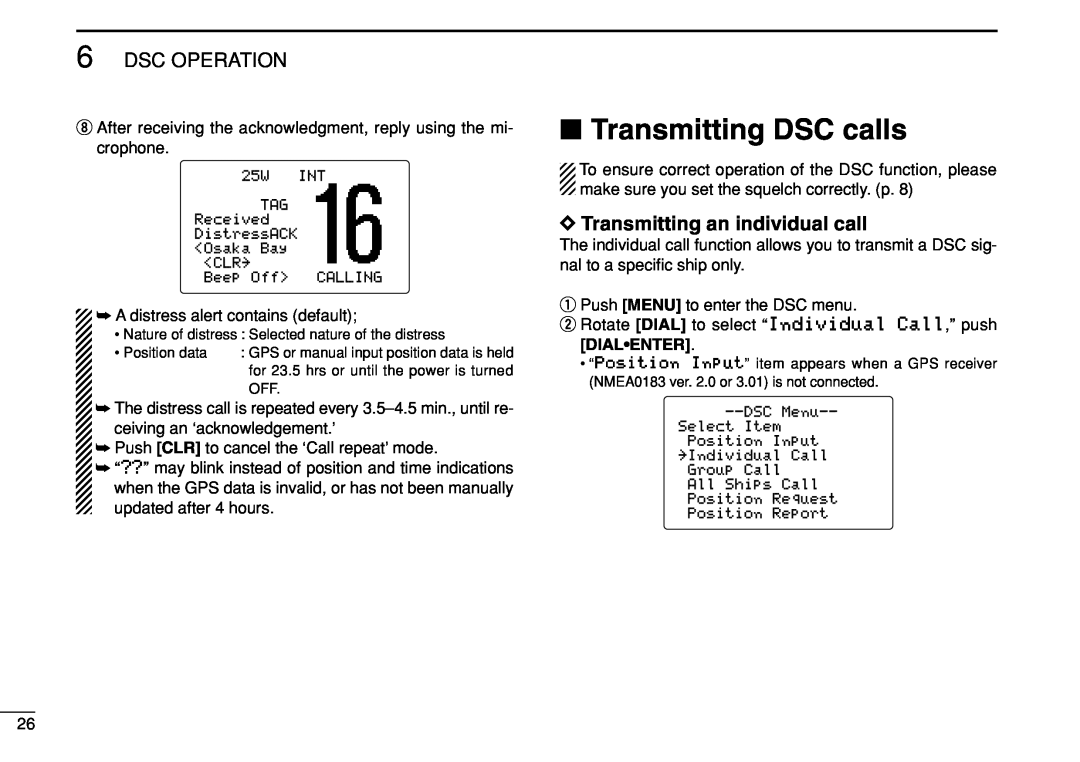 Icom IC-M504 instruction manual Transmitting DSC calls, DTransmitting an individual call, Dsc Operation 