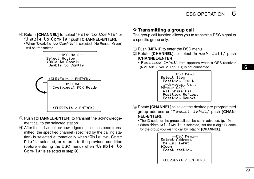 Icom IC-M505 instruction manual Transmitting a group call 