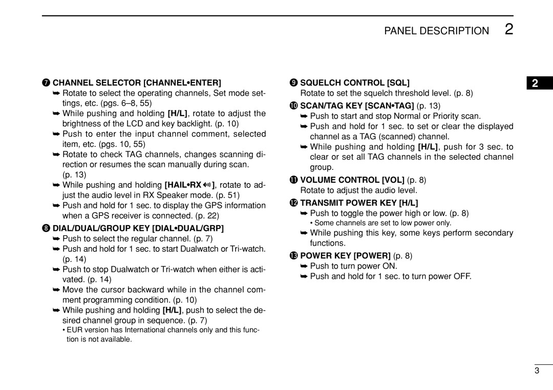 Icom IC-M505 instruction manual 2TRANSMIT Power KEY H/L 