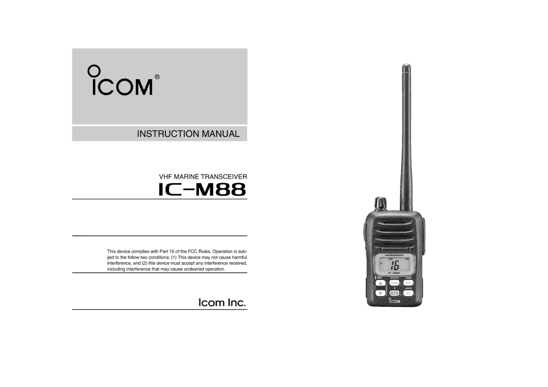 Icom IC-M88 instruction manual IM88 