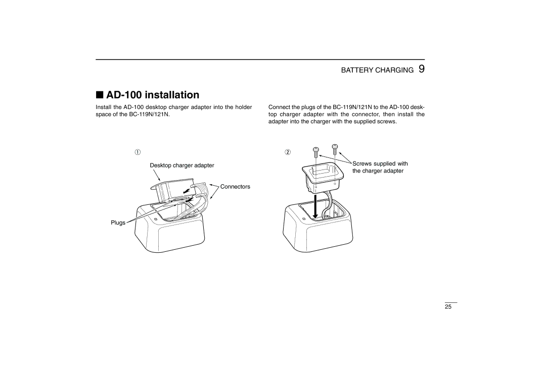 Icom IC-M88 instruction manual AD-100 installation 