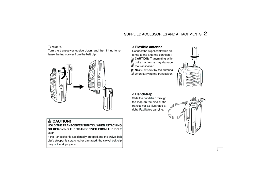 Icom IC-M88 instruction manual Flexible antenna, Handstrap 