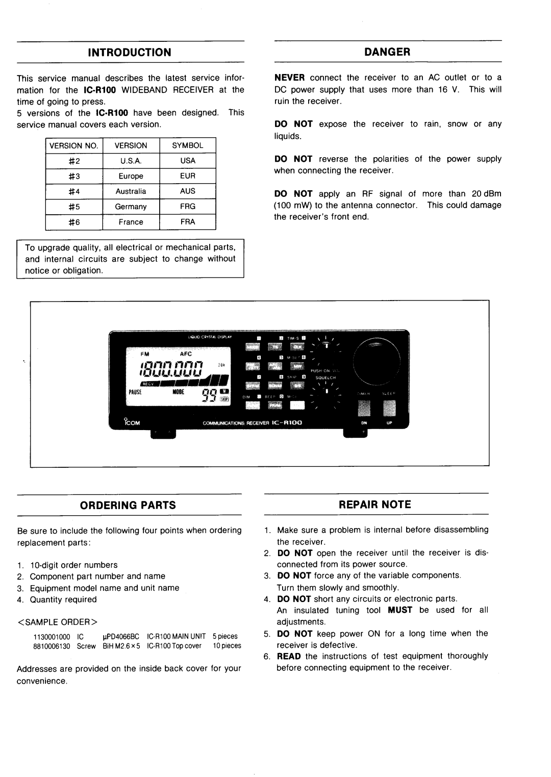 Icom IC-R100 manual 