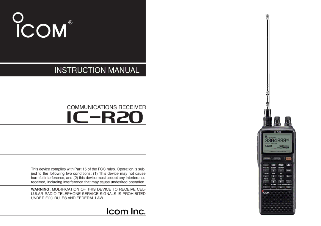 Icom IC-R20 instruction manual IR20 