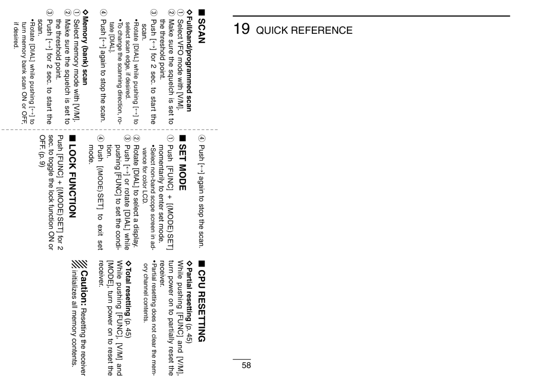 Icom IC-R3 instruction manual Quick Reference 