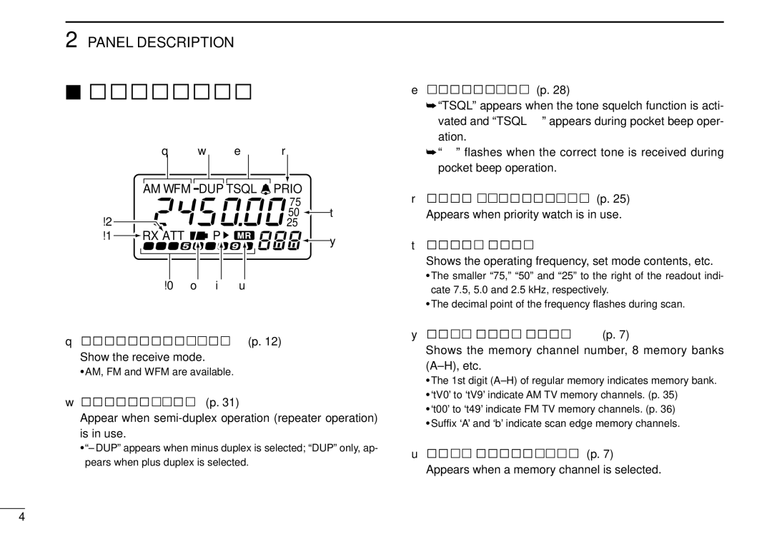 Icom IC-R3 instruction manual Function display 