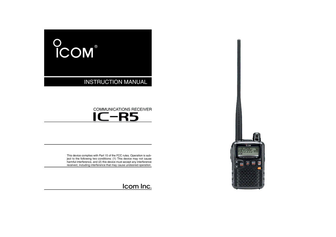 Icom IC-R5 instruction manual IR5 