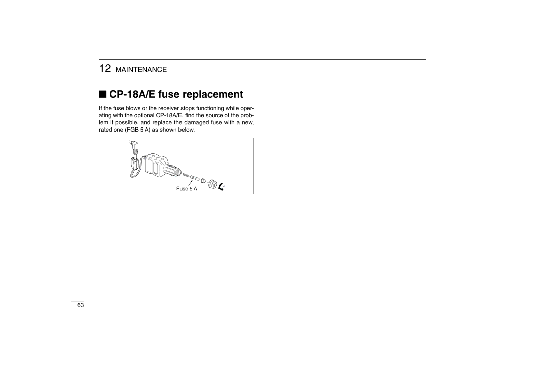 Icom IC-R5 instruction manual CP-18A/E fuse replacement 