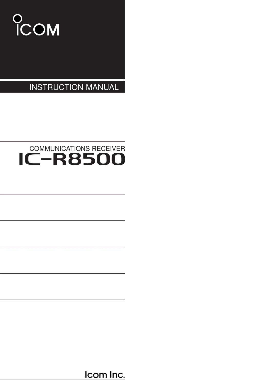 Icom IC-R8500 instruction manual IC-r8500 