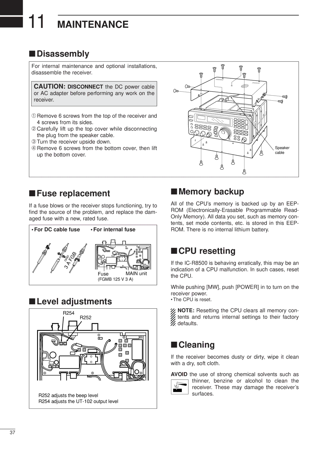 Icom IC-R8500 instruction manual Maintenance 