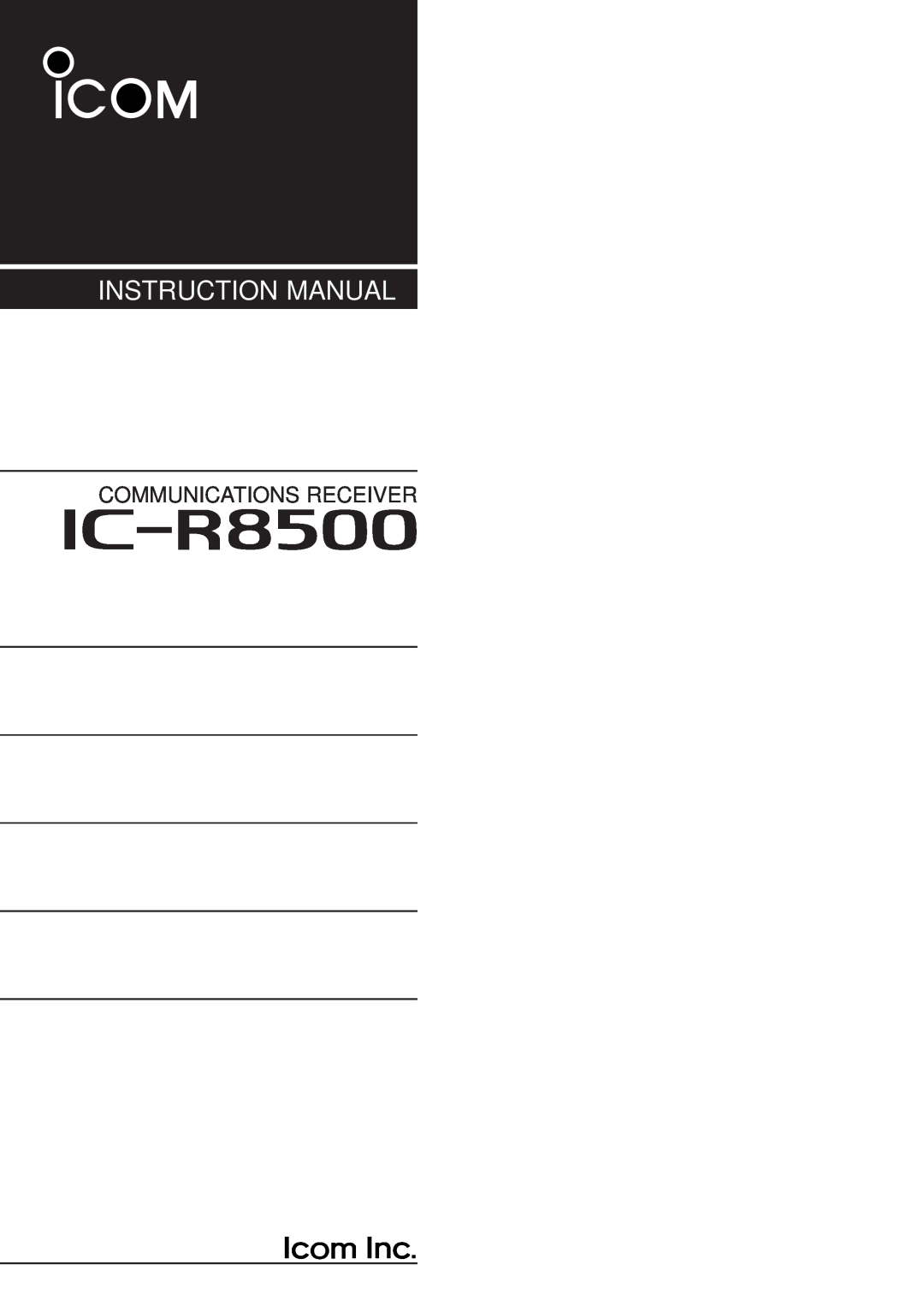Icom IC-R8500 instruction manual iC-r8500, Communications Receiver 