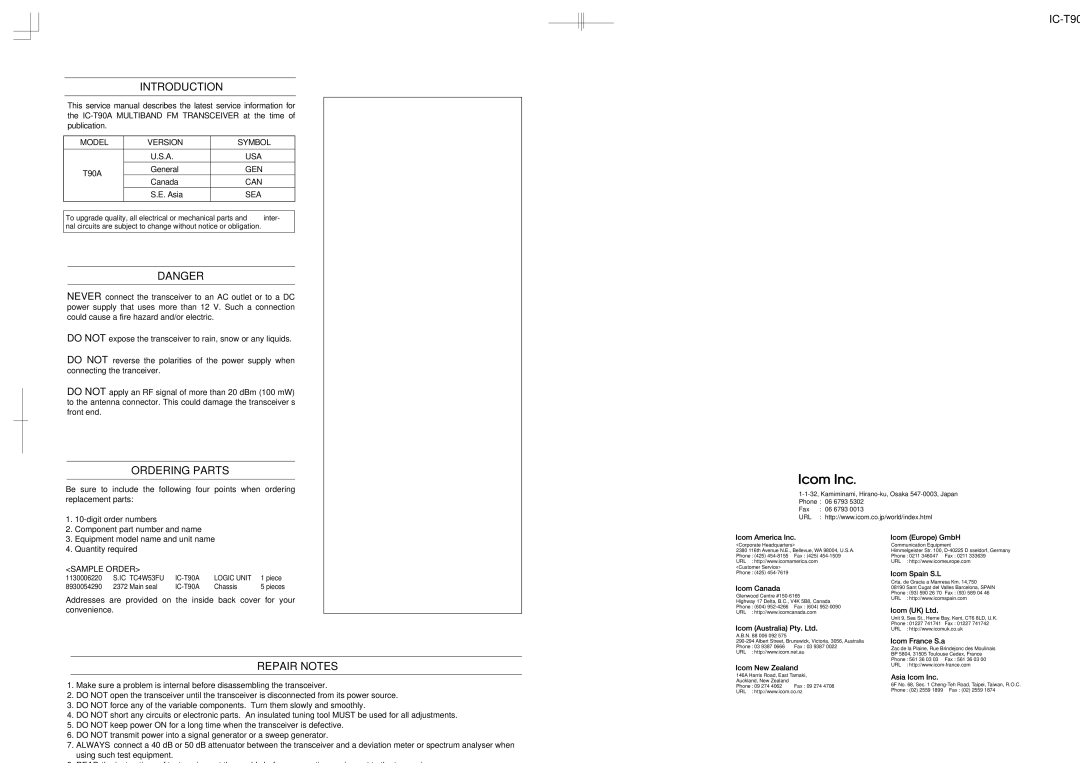 Icom IC-T90A manual Url 