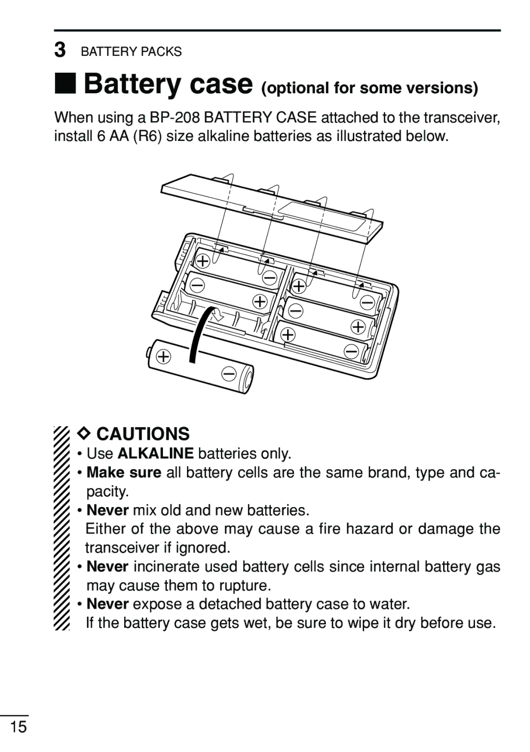 Icom IC-V8 instruction manual ‘ Battery case optional for some versions 