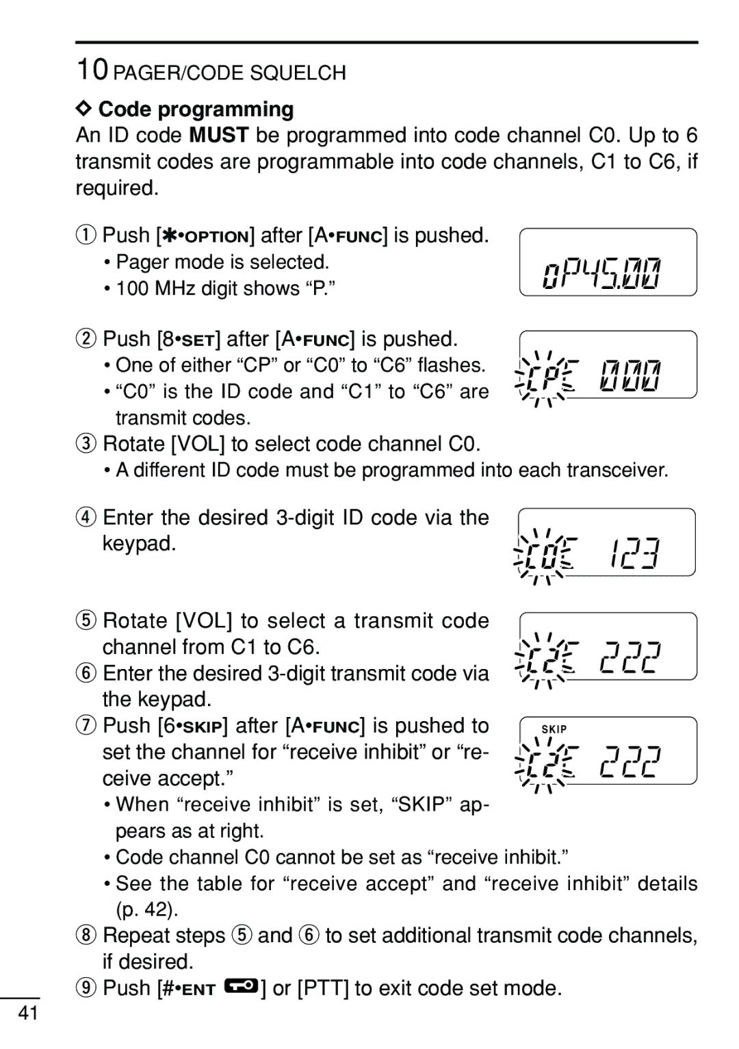 Icom IC-V8 instruction manual Code programming 