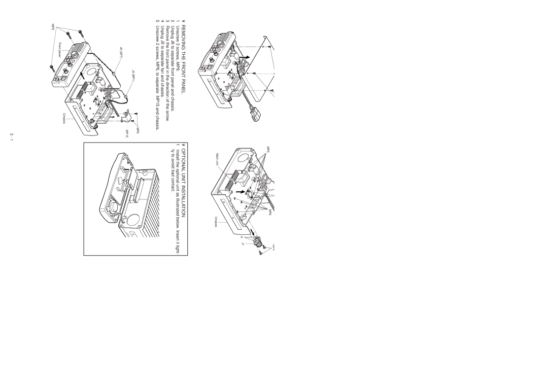 Icom IC-V8000 Disassembly and Option Instructions, Removing the Cover Removing the Main Unit, Removing the Front Panel 