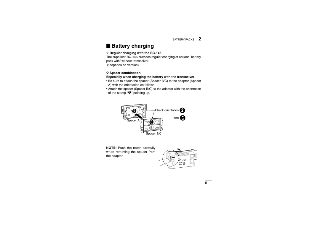 Icom iF22SR instruction manual ‘ Battery charging, Regular charging with the BC-146 