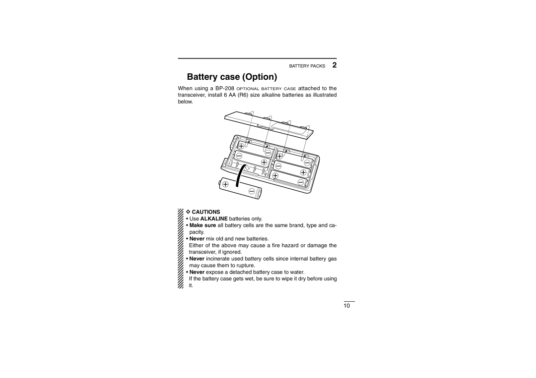 Icom iF22SR instruction manual ‘ Battery case Option 