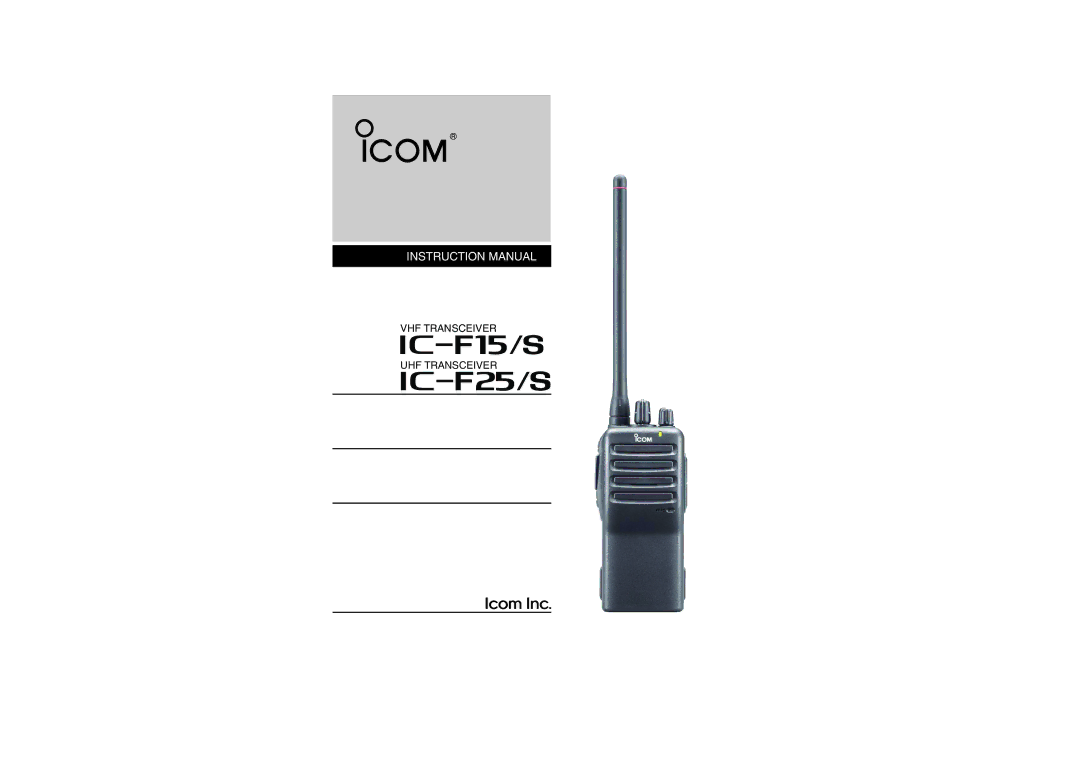 Icom iF25 S instruction manual IF15/S 