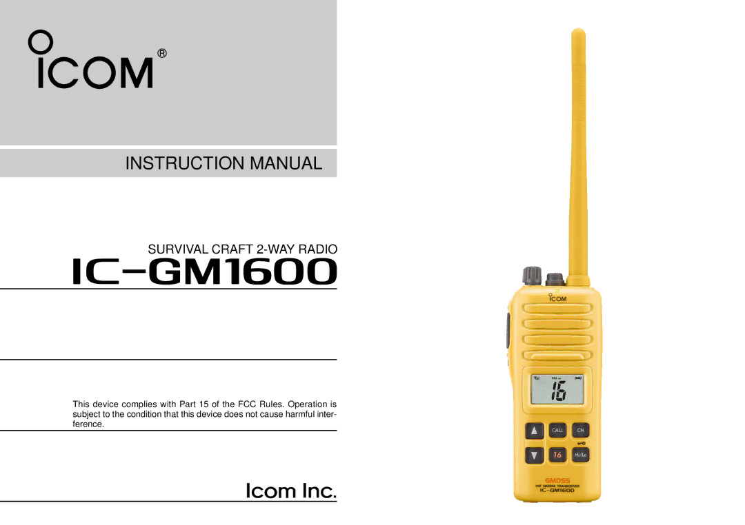 Icom IGM1600 instruction manual 