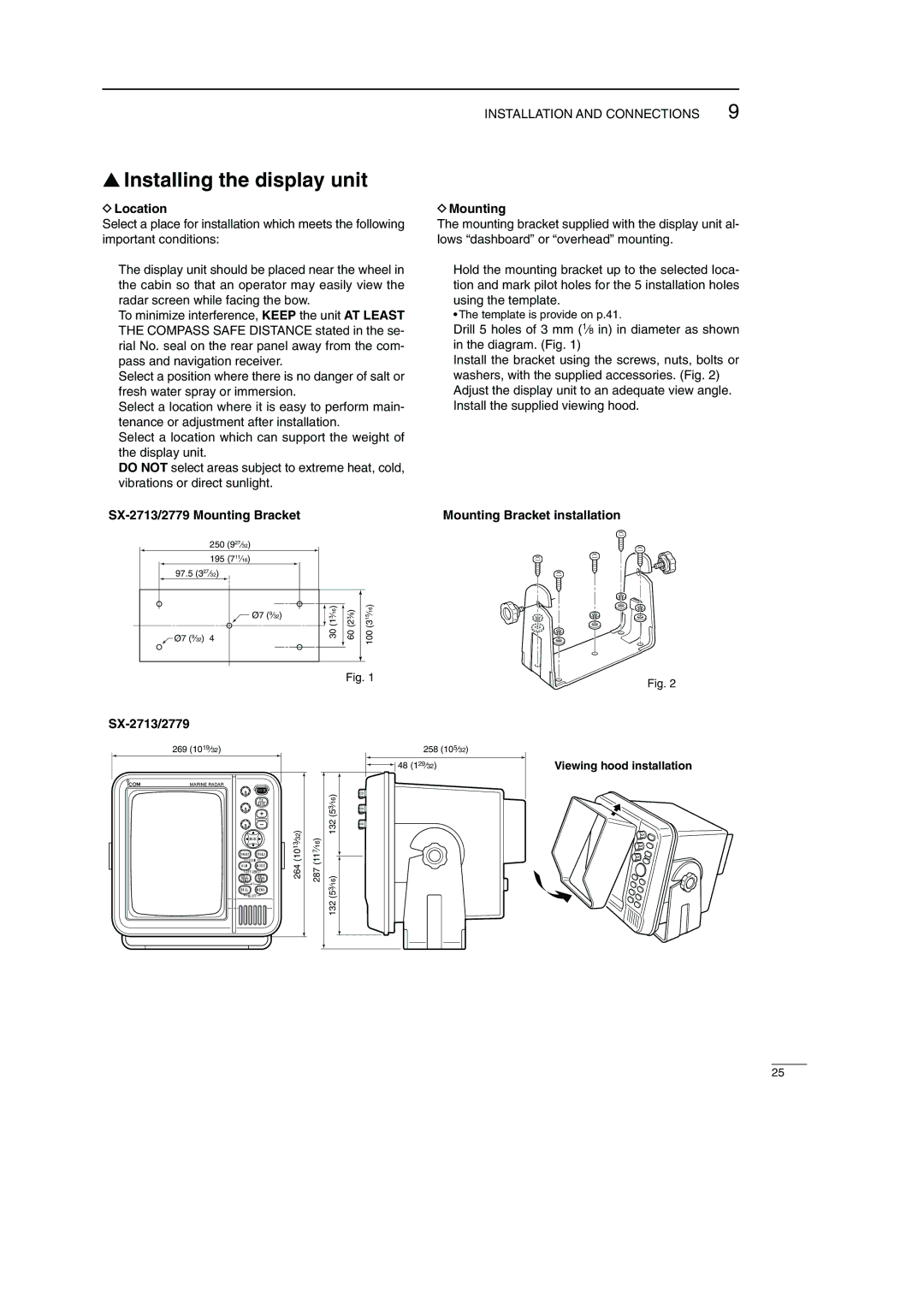 Icom EX-2714, MR-1000TTM, MR-1000RTM instruction manual Installing the display unit 