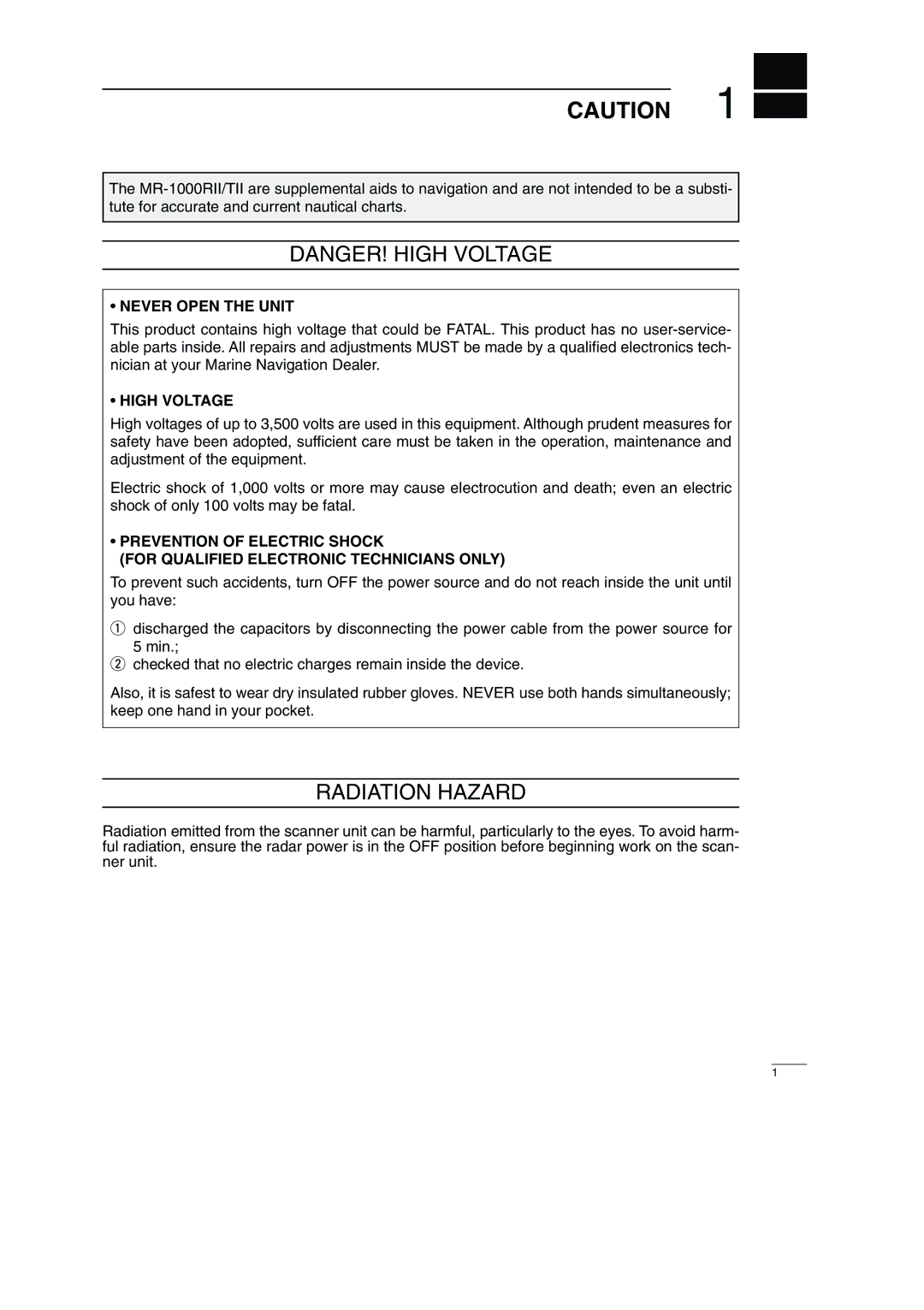 Icom EX-2714, MR-1000TTM, MR-1000RTM instruction manual Radiation Hazard 