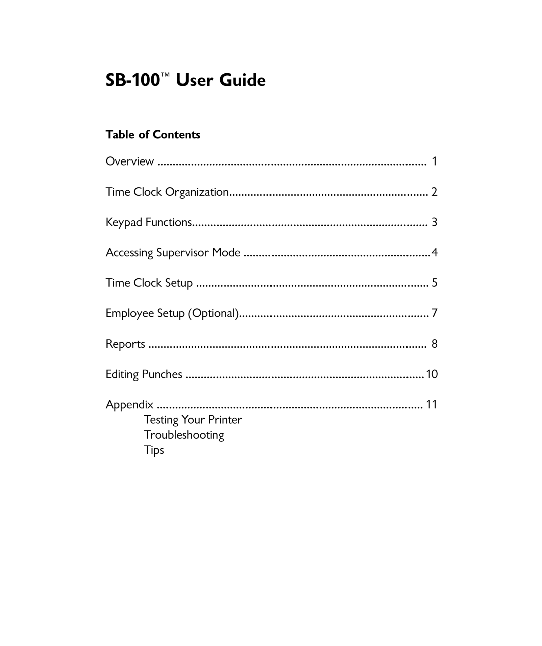 ICON Enterprises manual SB-100User Guide, Table of Contents 