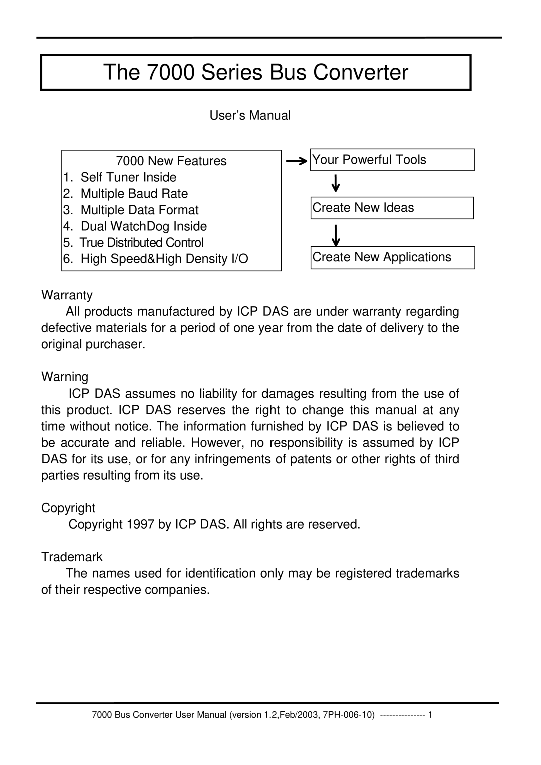 ICP DAS USA 7000 user manual Series Bus Converter 