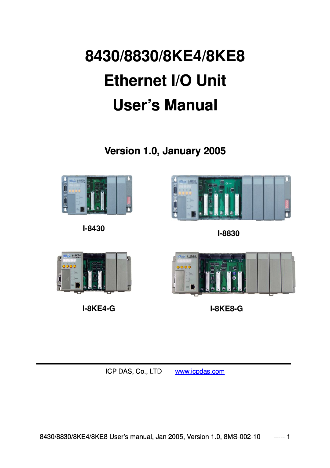 ICP DAS USA user manual Version 1.0, January, I-8430I-8830 I-8KE4-GI-8KE8-G 