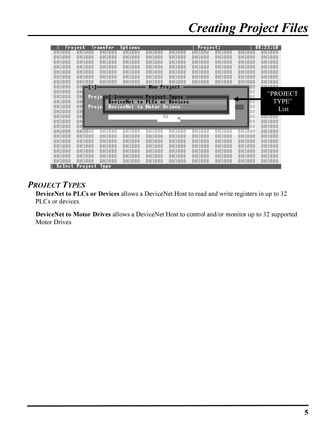 ICP DAS USA DN-3000, DB25, 100-700 PLCS user manual Project Types 