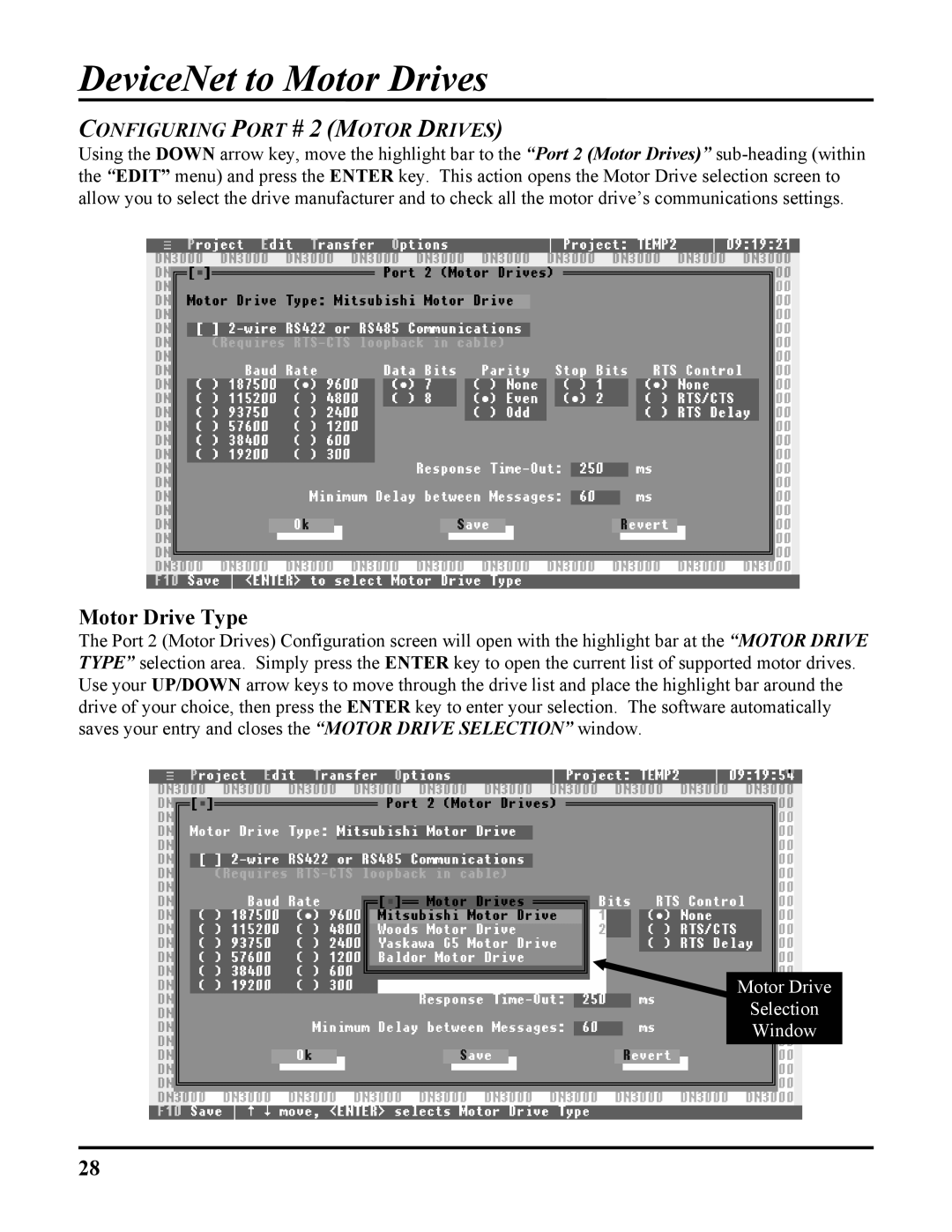 ICP DAS USA 100-700 PLCS, DB25, DN-3000 user manual Motor Drive Type, Configuring Port # 2 Motor Drives 