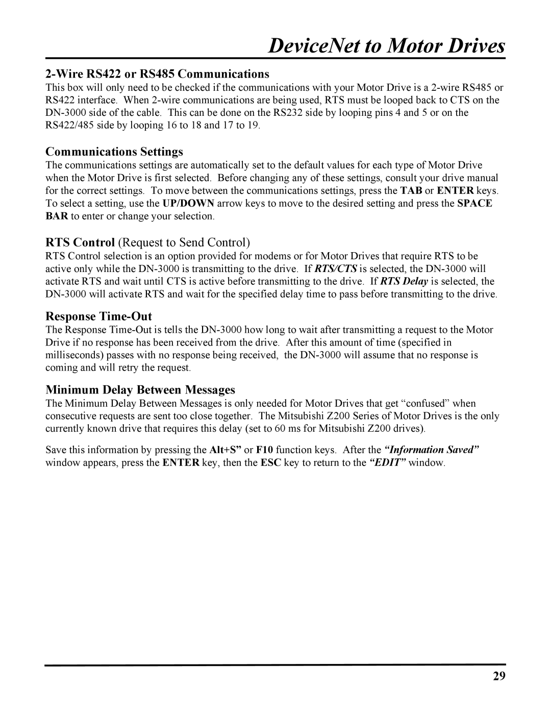 ICP DAS USA DN-3000, DB25, 100-700 PLCS user manual Minimum Delay Between Messages 