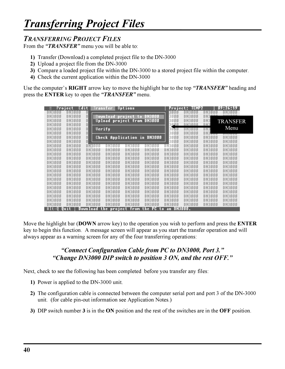 ICP DAS USA 100-700 PLCS, DB25, DN-3000 user manual Transferring Project Files 