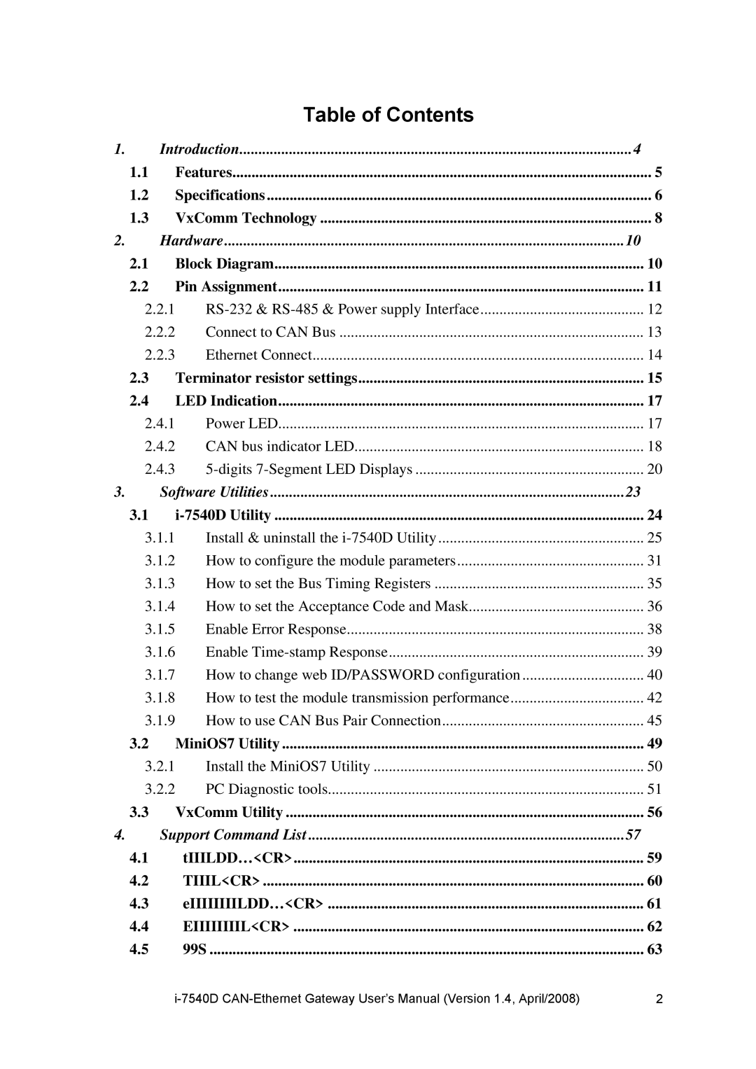 ICP DAS USA I-7540D user manual Table of Contents 