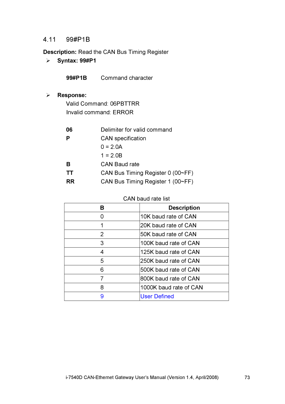 ICP DAS USA I-7540D user manual 11 99#P1B 