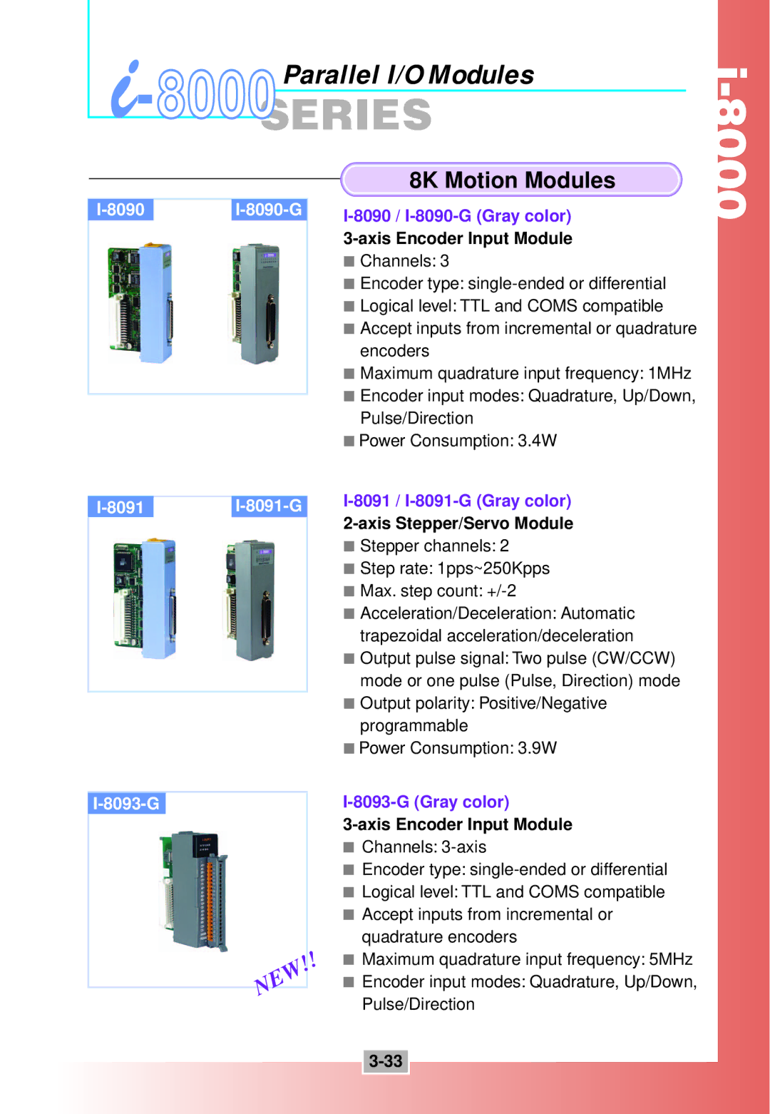 ICP DAS USA i-8000 Series manual 8K Motion Modules, 8090I-8090-G, 8091I-8091-G 8093-G 