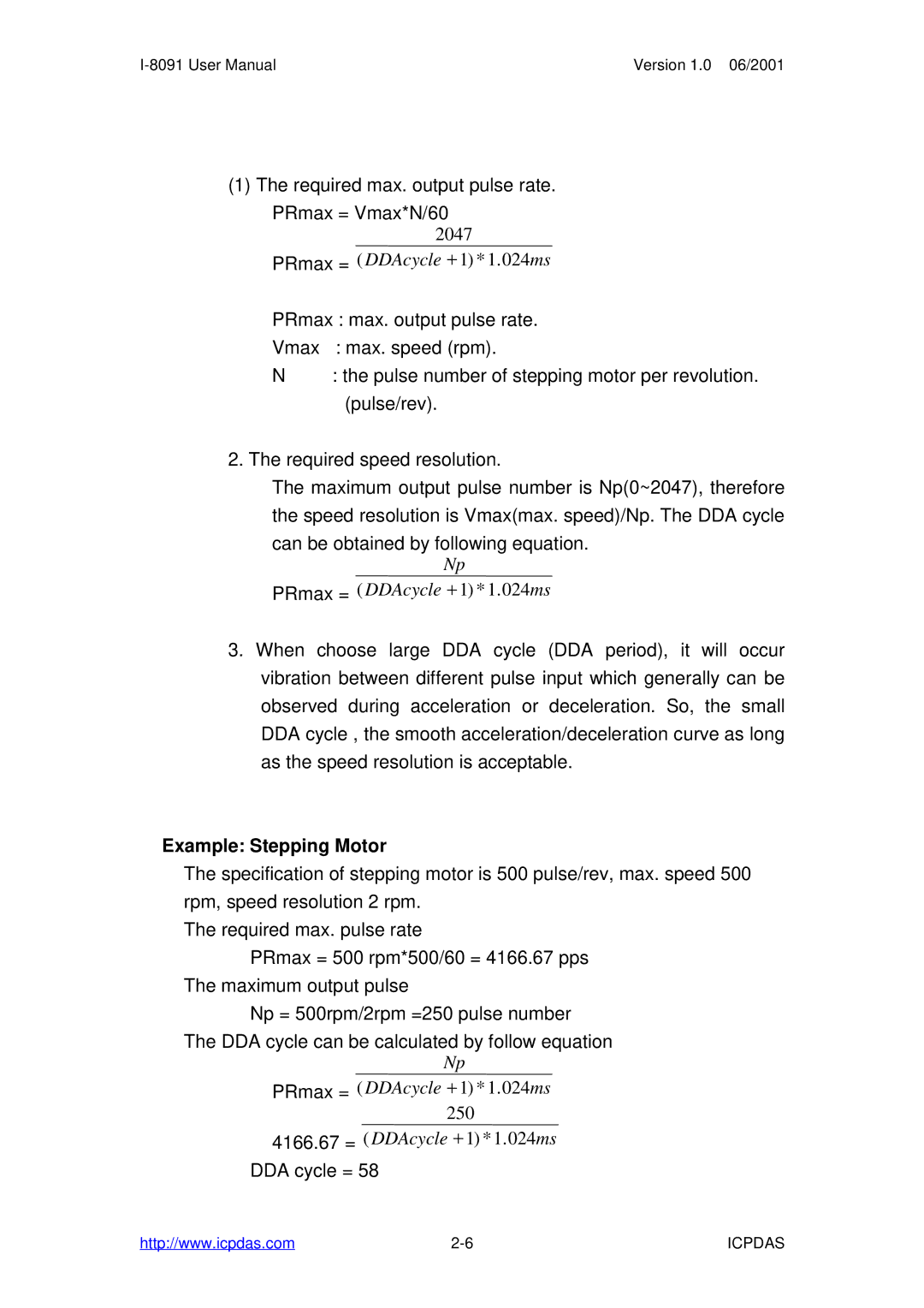 ICP DAS USA 3-axis encoder card, 2-axis stepping/servo, I-8091 2-axis stepping/servo user manual Example Stepping Motor 