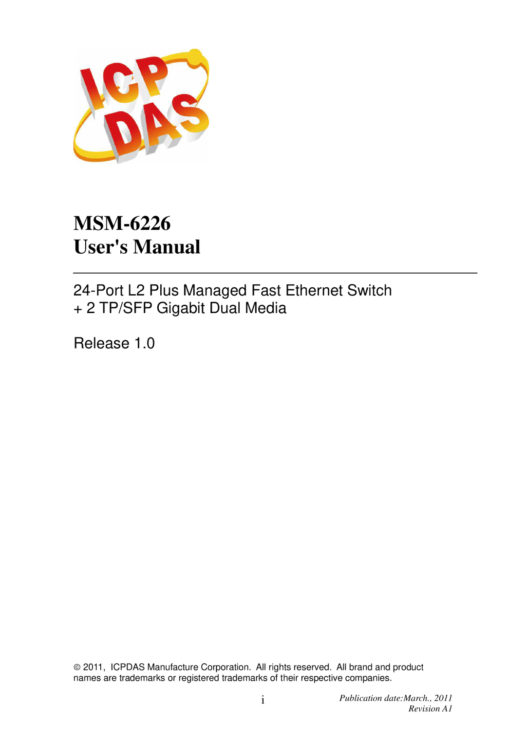 ICP DAS USA MSM-6226 user manual 