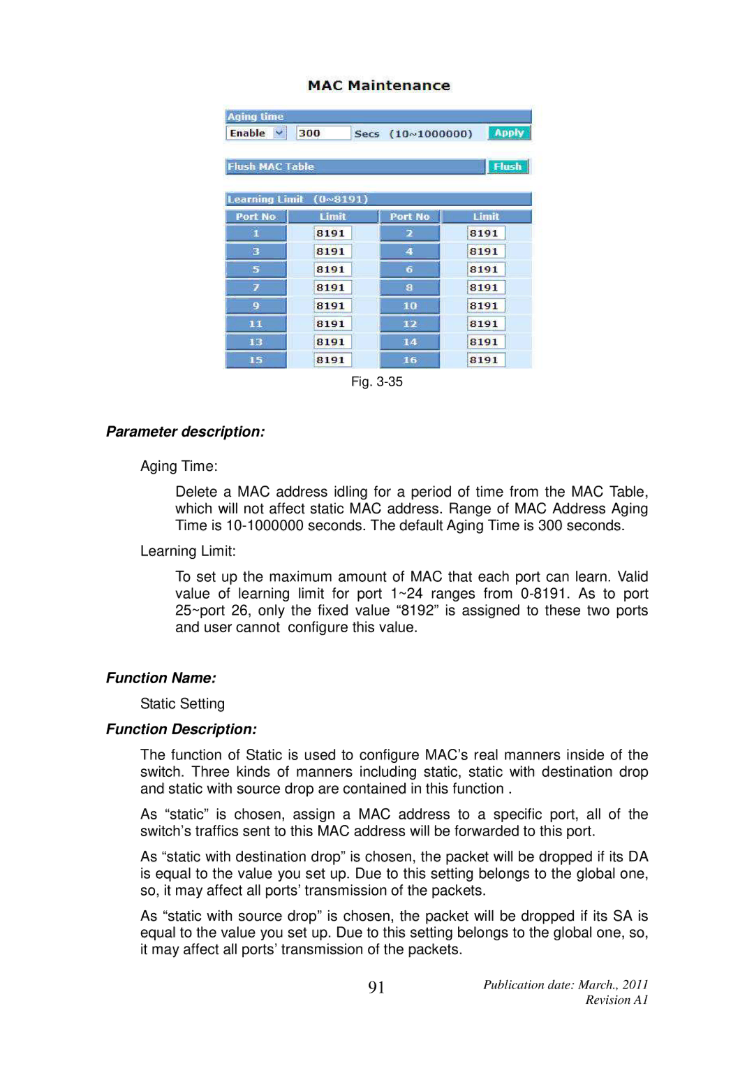 ICP DAS USA MSM-6226 user manual Static Setting 