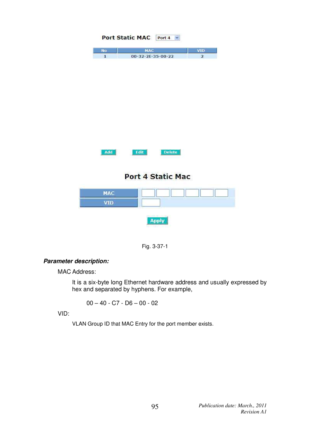 ICP DAS USA MSM-6226 user manual Vlan Group ID that MAC Entry for the port member exists 