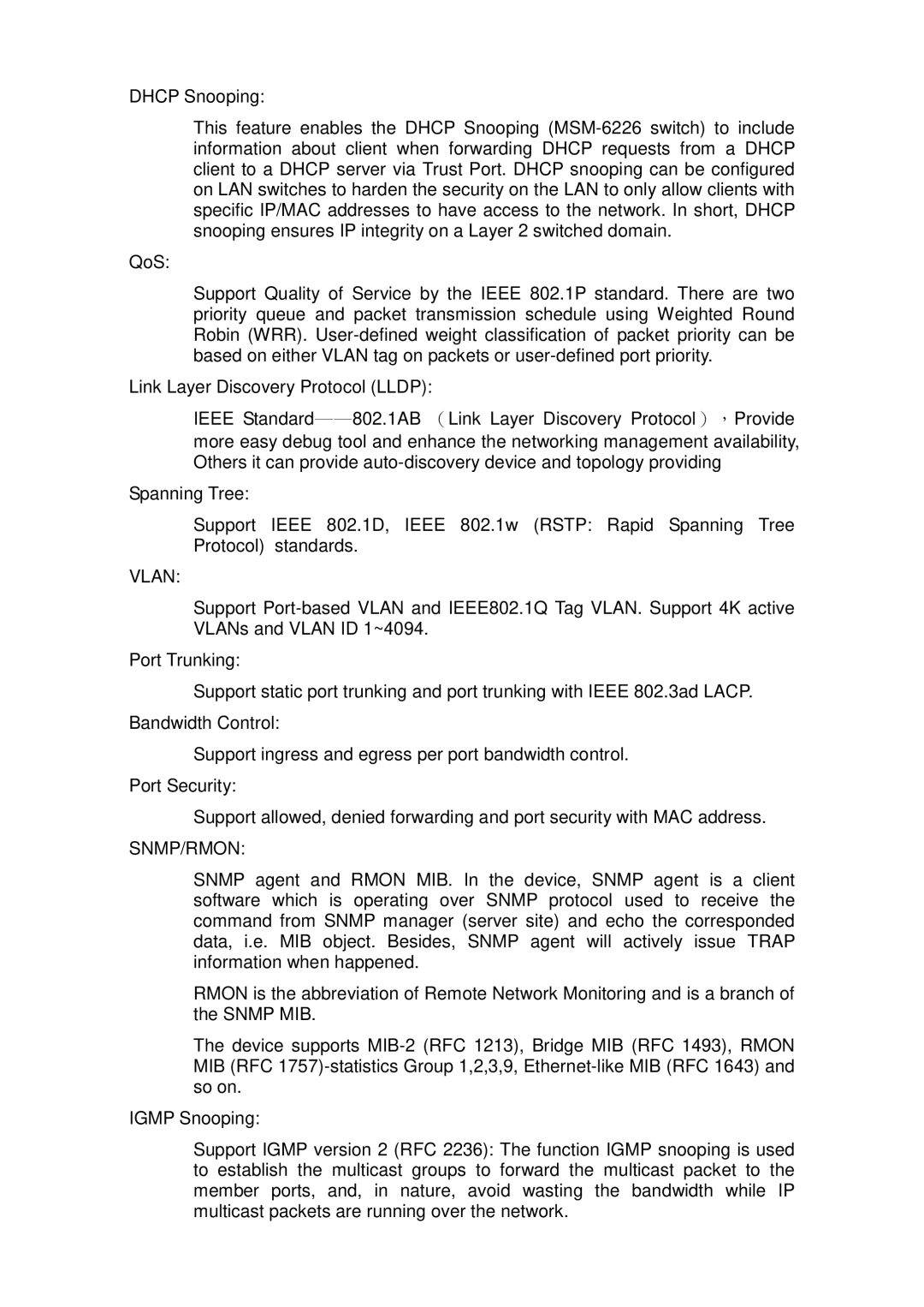 ICP DAS USA MSM-6226 user manual Vlan 