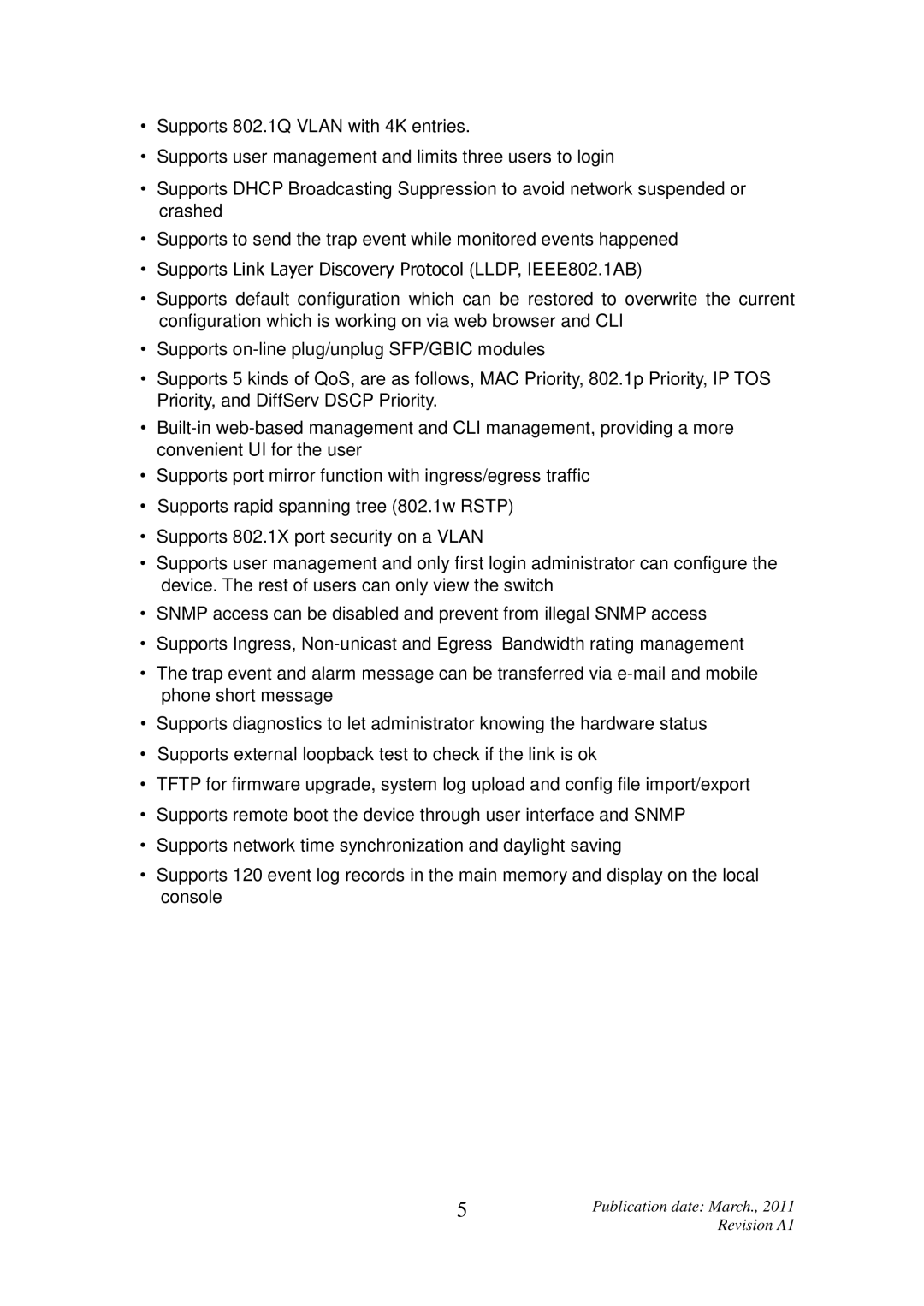 ICP DAS USA MSM-6226 user manual Supports Link Layer Discovery Protocol LLDP, IEEE802.1AB 