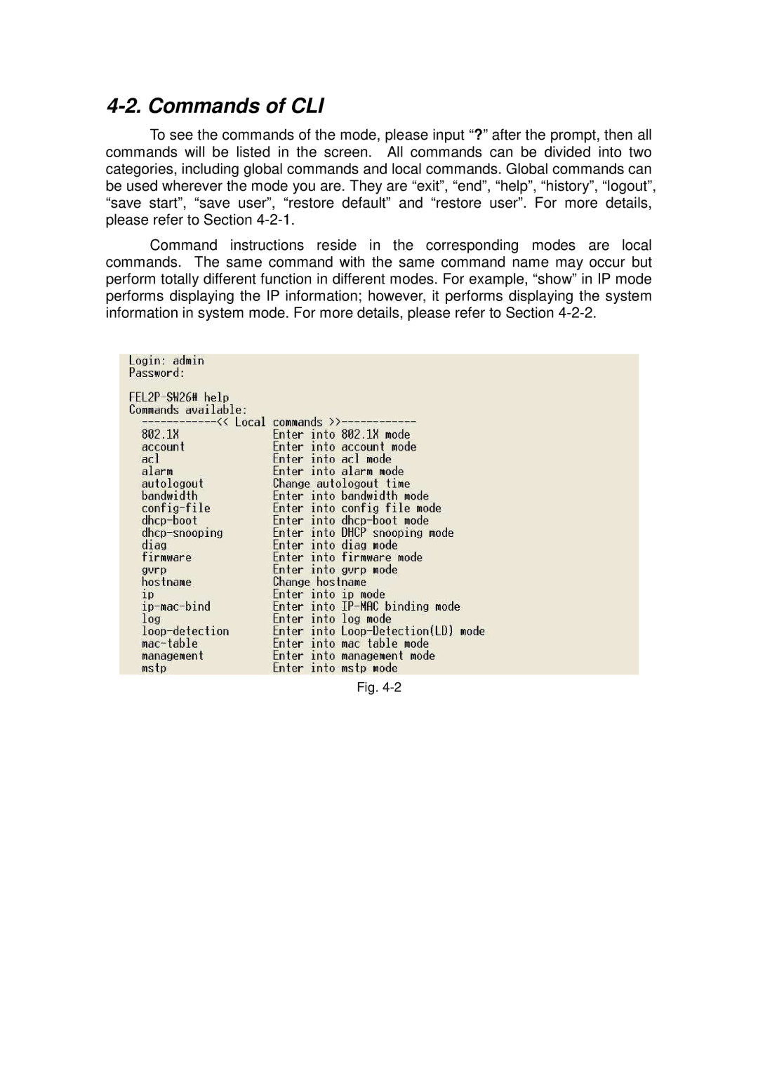 ICP DAS USA MSM-6226 user manual Commands of CLI 