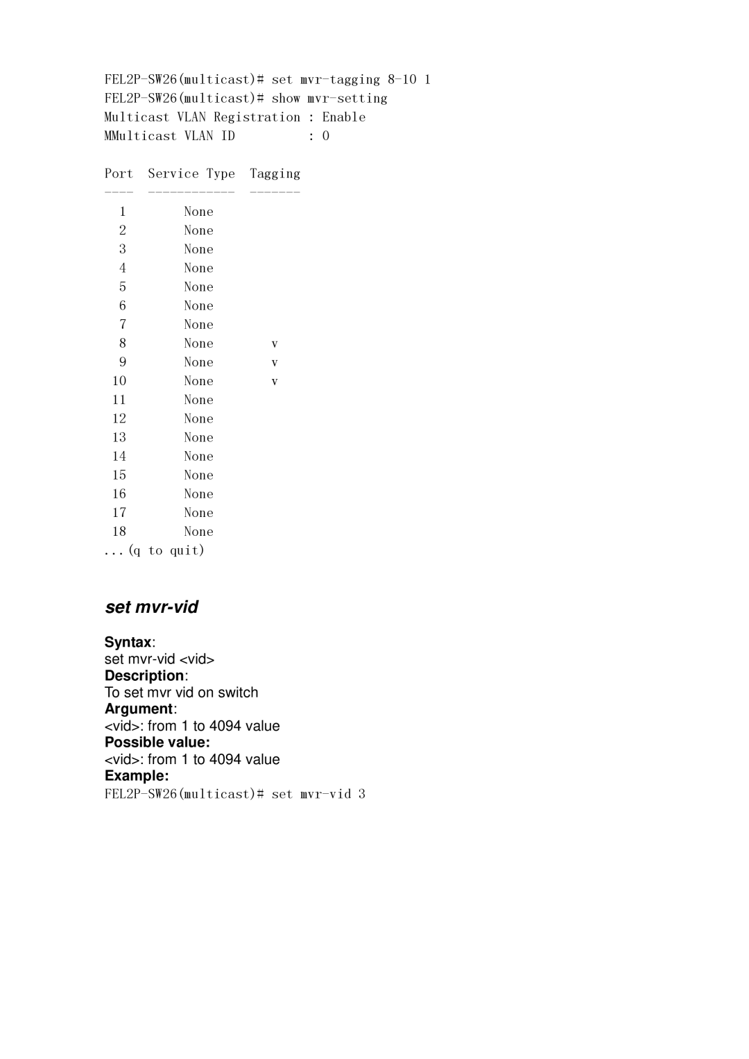 ICP DAS USA MSM-6226 user manual Set mvr-vid 