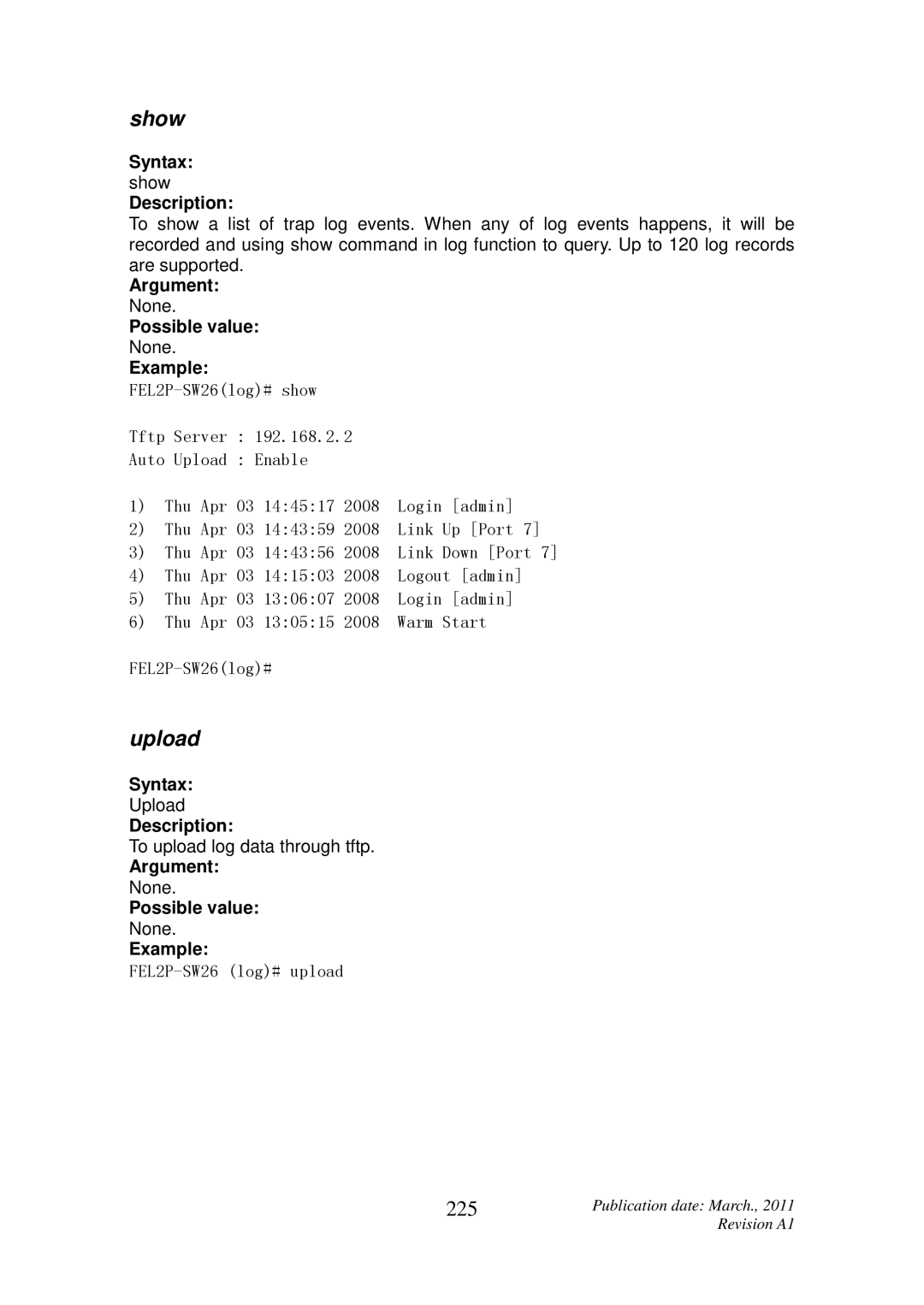 ICP DAS USA MSM-6226 user manual Upload, 225 