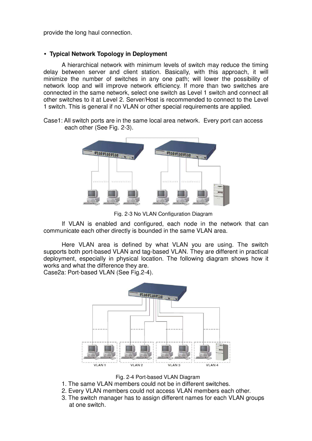 ICP DAS USA MSM-6226 user manual Typical Network Topology in Deployment, No Vlan Configuration Diagram 