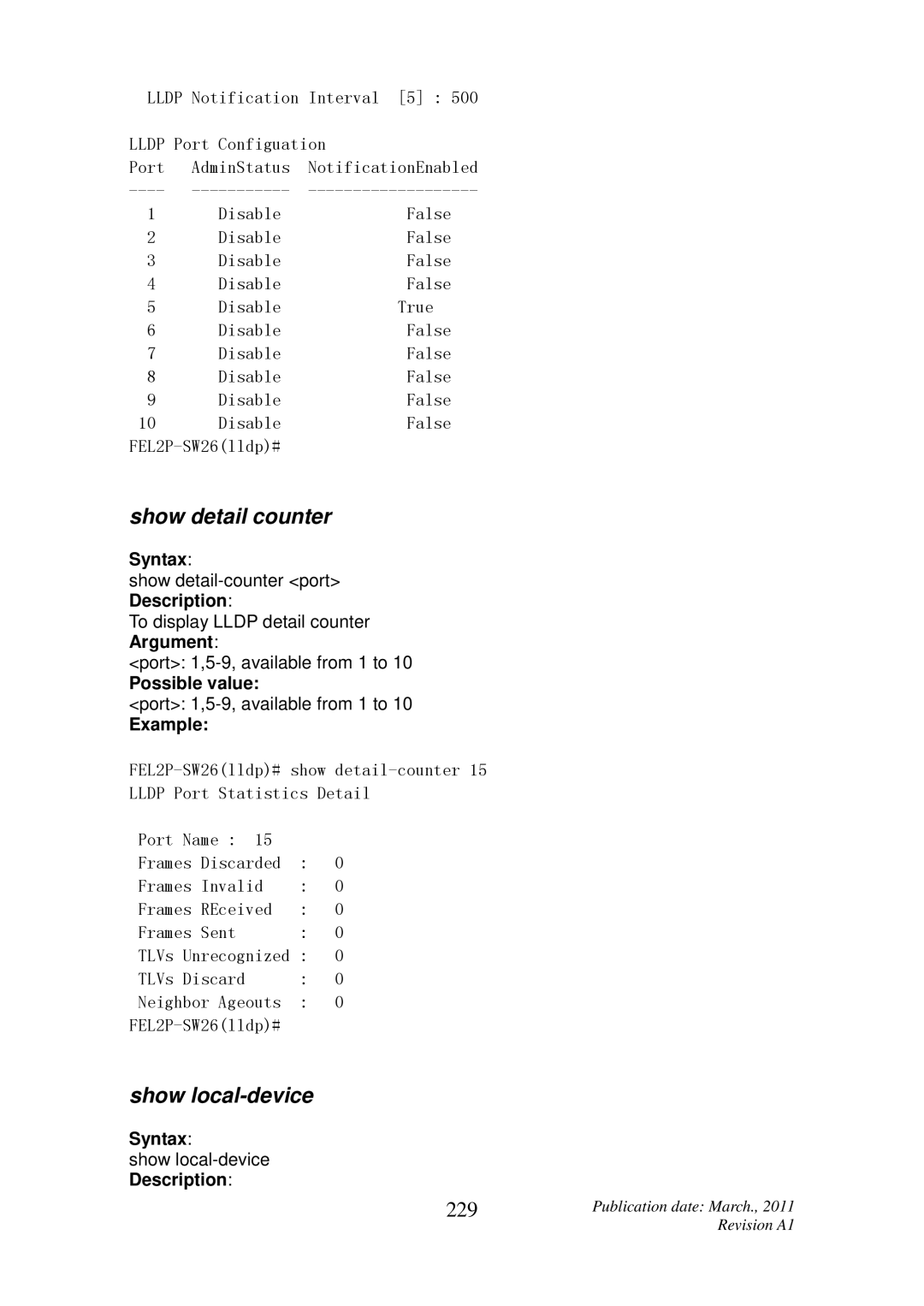 ICP DAS USA MSM-6226 user manual Show detail counter, Show local-device, 229 